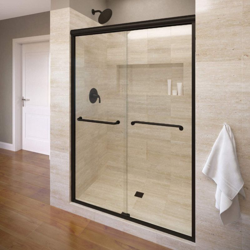 Photo 1 of *INCOMPLETE* Basco INFH05A5870XPWI Shower Door, Matte Black- ONLY FRAME* BOX 2 OF 2 
