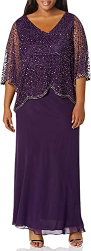 Photo 1 of womens size 18 w
J Kara Women's Plus Size Sequin Beaded V-Neck 3/4 Sleeve Popover Gown
