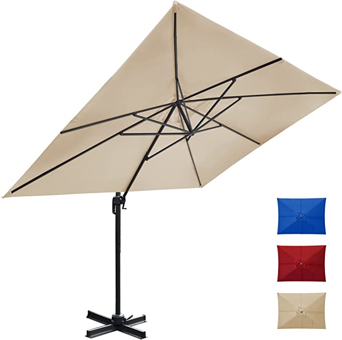 Photo 1 of 12.5 By 9 Feet 360°Rotation Offset Cantilever Umbrella Patio with Cross Base - Beige
