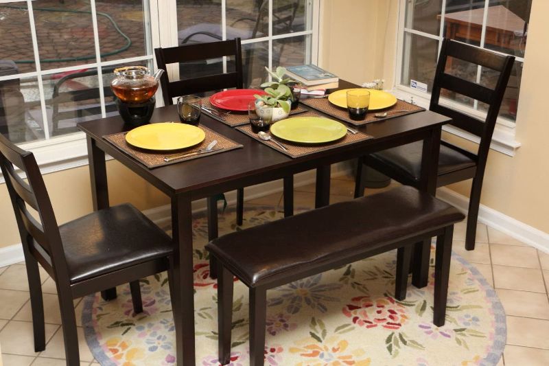 Photo 1 of *INCOMPLETE BOX 1 OF 2* Home Life 150232 Life Home 5pc Dining Dinette Table Chairs & Bench Set Espresso Brown
