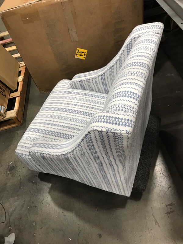 Photo 2 of **missing legs**
blue and white wing back upholstered chair