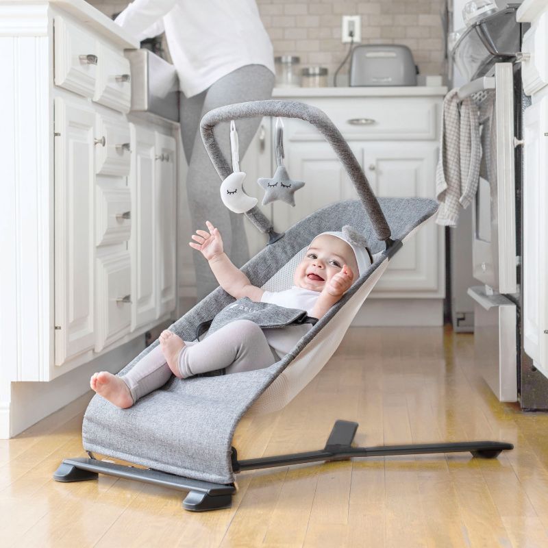 Photo 1 of Baby Delight Go with Me Alpine - Deluxe Portable Bouncer in Charcoal Tweed - for Use 0-6 Months or up to 20lbs
