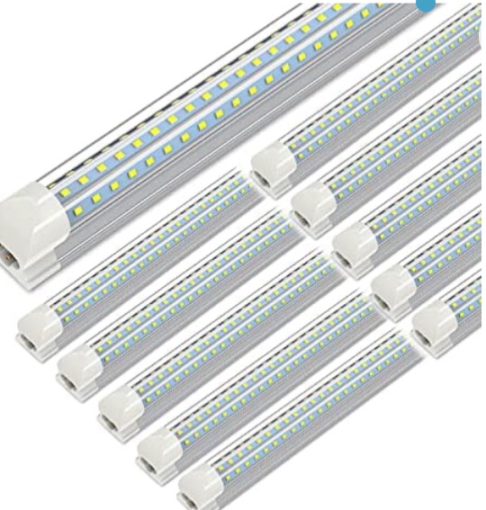 Photo 1 of **DAMAGED***
10-Pack) JESLED 8ft LED Shop Light Fixture, 90W, 12000LM, 5000K Daylight White, Hight Output T8 Integrated Tube Lights, D Shape 3 Rows, 8 Foot Linkable Shop Lights for Garage Workshop Plug and Play