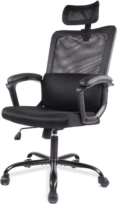 Photo 1 of Desk Chair, Ergonomic Mesh Office Chair High Back Computer Chair with Adjustable Headrest,Lumbar Support, Tilt Function,Swivel Rolling, Soft PU Armrest Task Chair Home Office Desk Chairs
