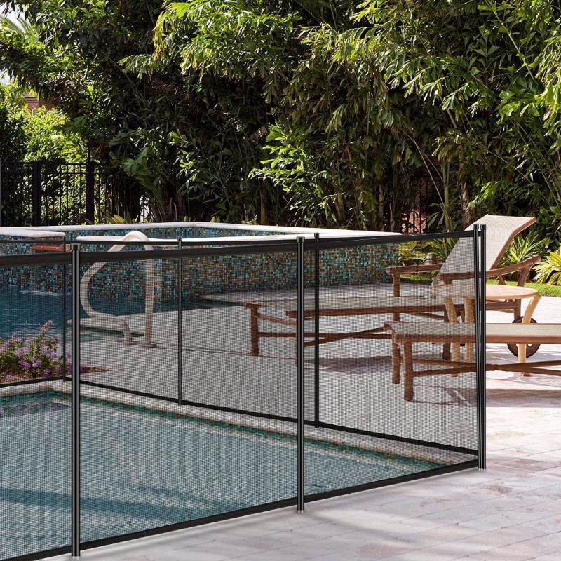 Photo 1 of  Pool Safety Fence, 4 Pack 4 x 12 FT Black Mesh Removable Pool Gate and Fence,