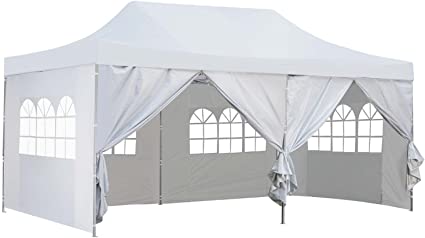 Photo 1 of 10x20 Ft Pop up Canopy Party Wedding Gazebo Tent Shelter with Removable Side Walls White