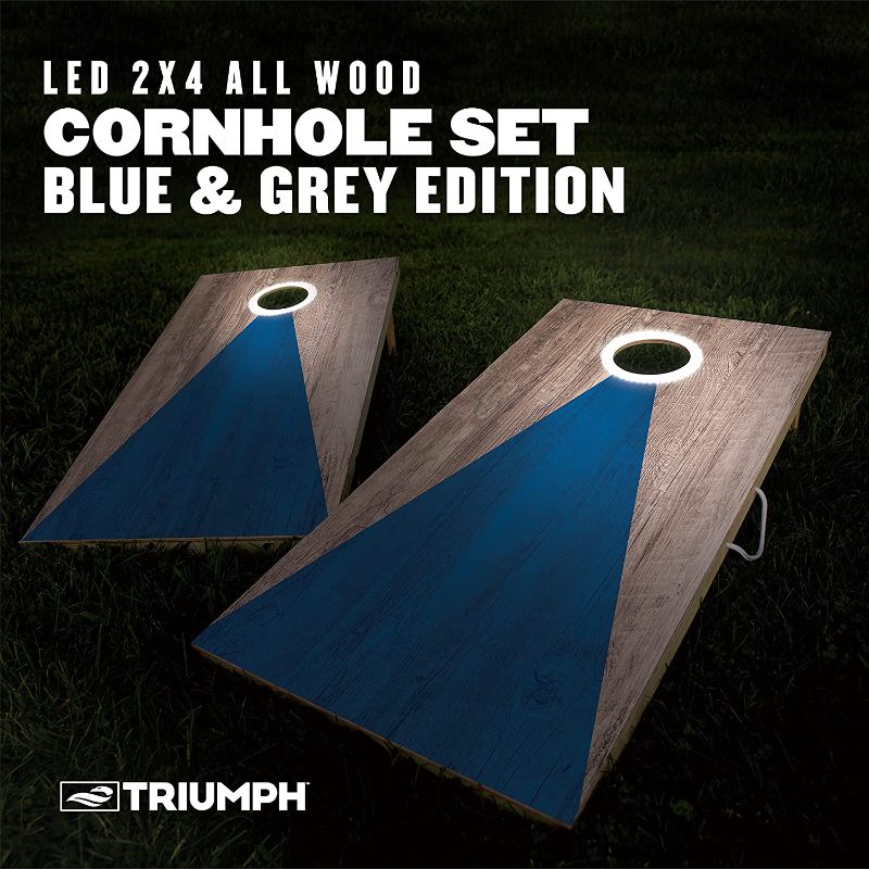 Photo 1 of 
Triumph Sports 2x4 and 2x3 Solid Wood Premium Cornhole Sets - LED Options Available - 8 Bean Bag Toss Bags and Cornhole Boards