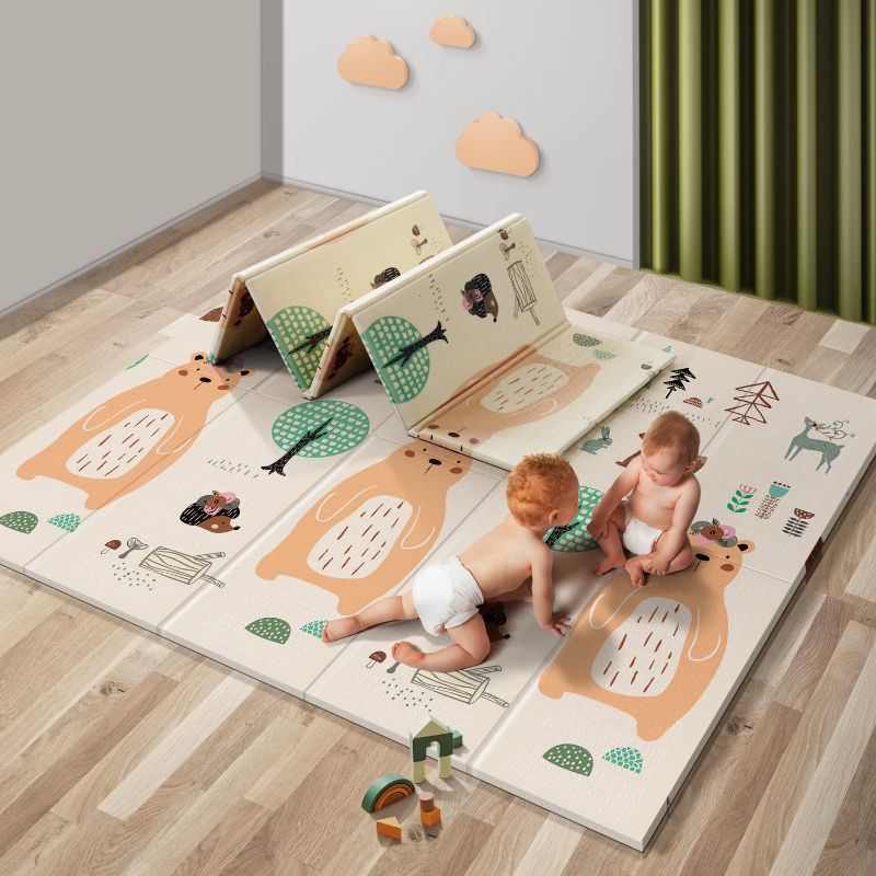 Photo 1 of UANLAUO Foldable Baby Play Mat, Extra Large Waterproof Activity Playmats for Babies,Toddlers, Infants, Play & Tummy Time, Foam Baby Mat for Floor with Travel Bag, Indoor Outdoor Use (71" x 79")
