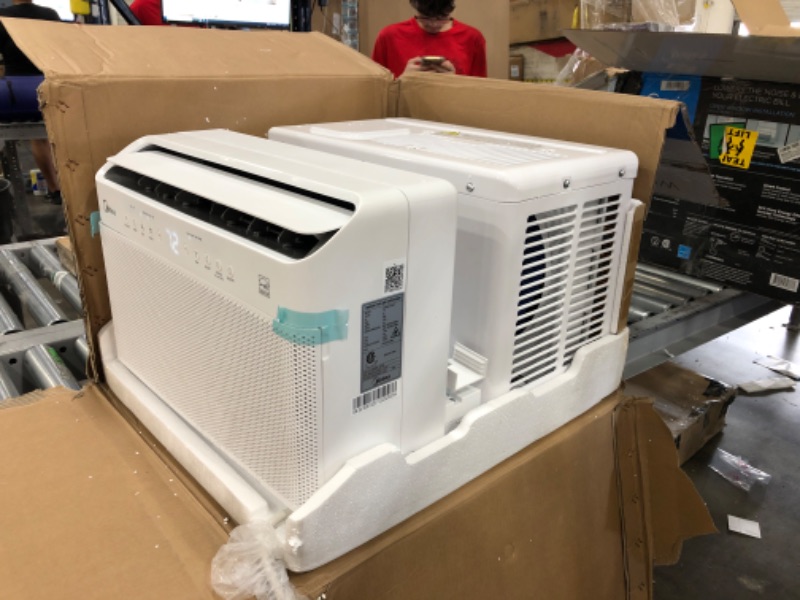 Photo 1 of Midea 8,000 BTU U-Shaped Smart Inverter Window Air Conditioner–Cools up to 350 Sq. Ft., Ultra Quiet with Open Window Flexibility, Works with Alexa/Google Assistant, 35% Energy Savings, Remote Control
