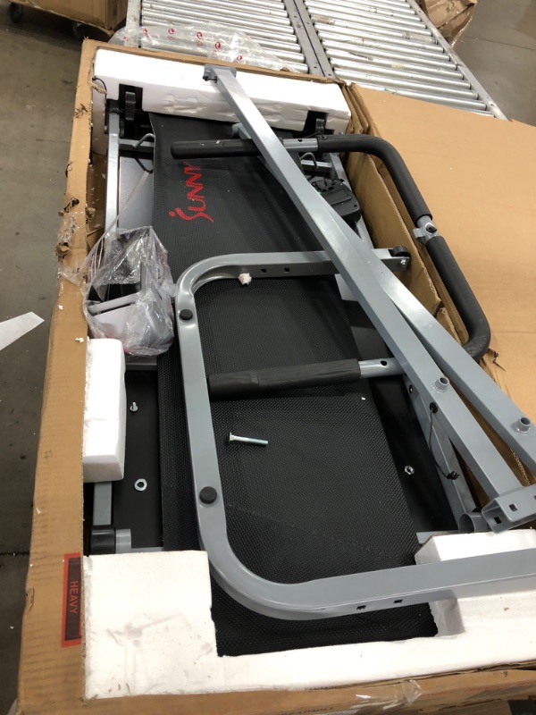Photo 1 of Sunny Health & Fitness SF-T1407M Foldable Manual Walking Treadmill, Gray
