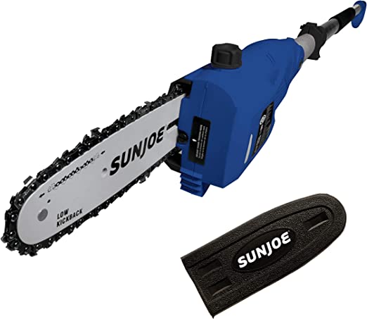 Photo 1 of Sun Joe SWJ802E-SJB 9 FT 6.5 Amp Electric Pole Chain Saw with Adjustable Head, Dark Blue
