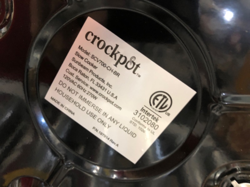 Photo 3 of Crockpot SCV700-KC Crock Pot, 7 quarts, Charcoal 