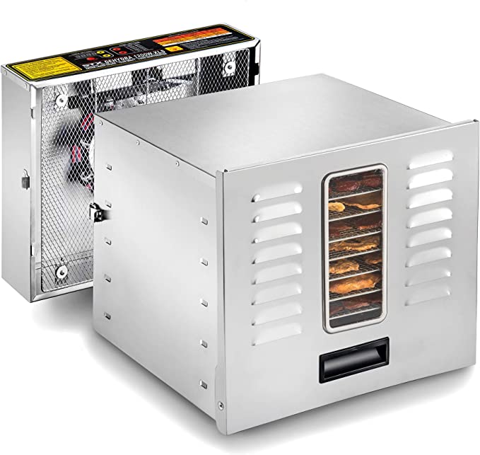 Photo 1 of STX International STX-DEH-1200W-XLS Dehydra Commercial Grade Stainless Steel Digital Food Dehydrator - 10 Trays - 1200 Watts - 165 Degree Fahrenheit - Jerky Safe with 15 Hour Timer
