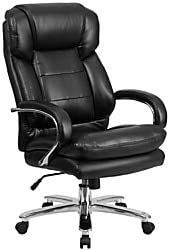 Photo 1 of Flash Furniture Big & Tall Office Chair | Black Leather Swivel Executive Desk Chair with Wheels
