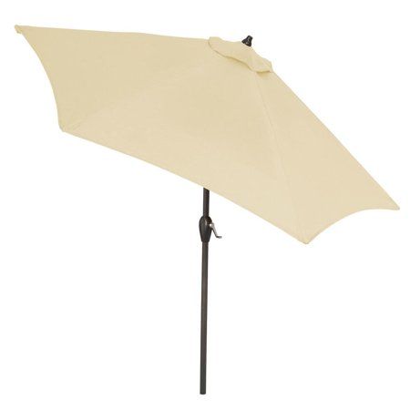 Photo 1 of 10 Ft. Aluminum Market Auto Tilt Patio Umbrella in Oatmeal
