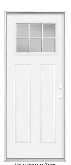 Photo 1 of 
Masonite 32 in. x 80 in. 6 Lite Left Hand Inswing Primed Steel Prehung Front Exterior Door No Brickmold
