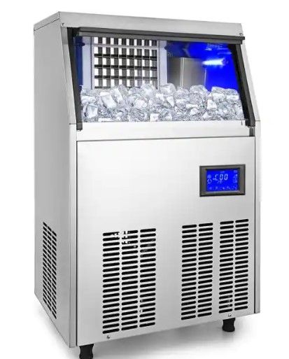 Photo 1 of VEVOR 80 - 90 lb. / 24 H Commercial Ice Maker with 33 lb. Storage Bin Freestanding Ice Machine in Silver