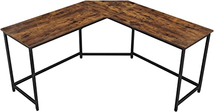 Photo 1 of  L-Shaped Computer Desk, 58-Inch Corner Desk for Study, Home Office Writing Workstation, Gaming Table, Space-Saving, Easy Assembly, Industrial Design, Rustic Brown and Black