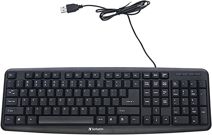 Photo 1 of Verbatim Slimline Full Size Wired Keyboard USB Plug-and-Play - Compatible with PC, Laptop - Black
