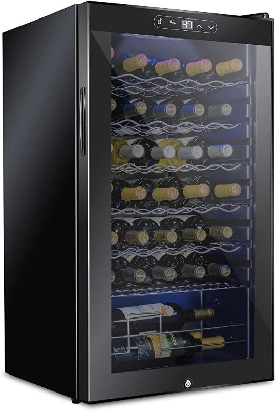 Photo 1 of NONFUNCTIONAL-SCHMECKE 34 Bottle Compressor Wine Cooler Refrigerator w/Lock | Large Freestanding Wine Cellar | 41f-64f Digital Temperature Control Wine Fridge For Red, White, Champagne or Sparkling Wine - Black
