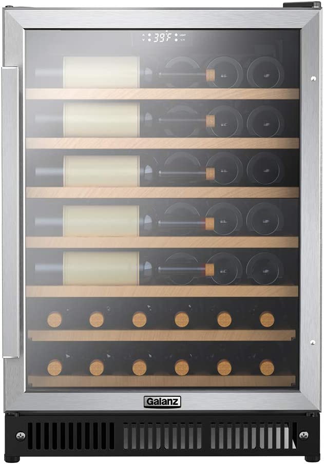 Photo 1 of Galanz GLW57MS2B16 47 Bottle Built in Wine Refrigerator, Digital Temperature Control, White LED Interior Lighting, 5.7 Cu. Ft., Stainless Steel
