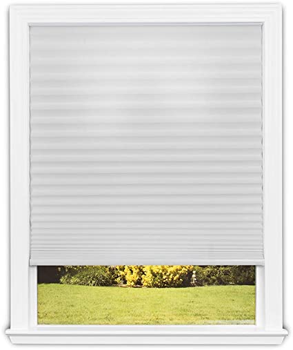 Photo 1 of Redi Shade No Tools Easy Lift Trim-at-Home Cordless Pleated Light Filtering Fabric Shade White, 60 in x 64 in, (Fits windows 43 in - 60 in)
