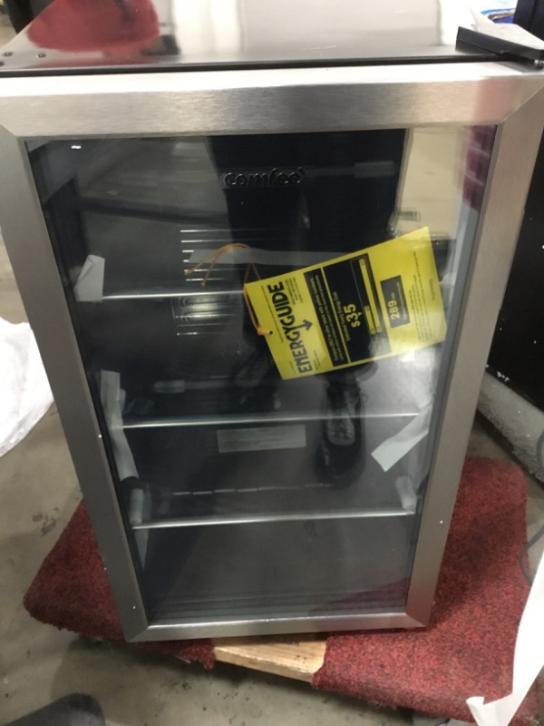 Photo 2 of **PARTS ONLY**
Comfee 115-120 Can Beverage Cooler/Refrigerator, 115 Cans Capacity, Mechanical Control, Glass Door with Stainless Steel Frame,Glass Shelves/adjustable
