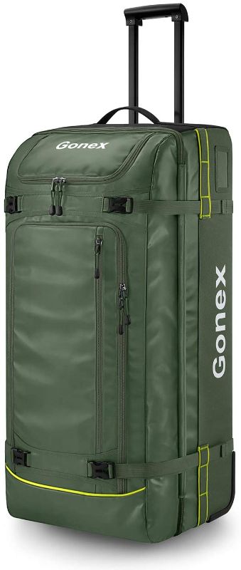 Photo 1 of Gonex Rolling Duffle Bag with Wheels, 100L Water Repellent Large Wheeled Travel Duffel Luggage with Rollers 33 inch, Olive Green
