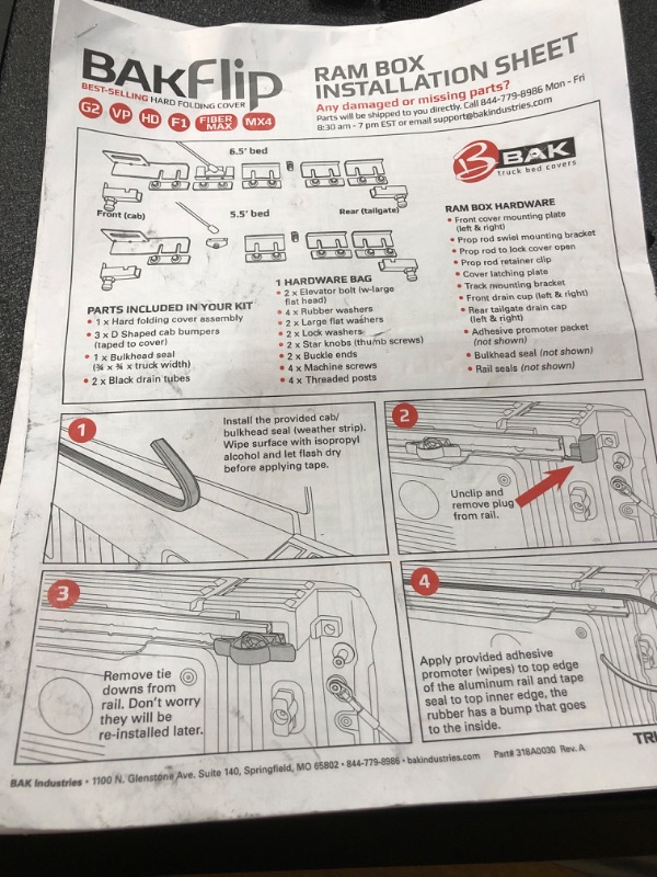 Photo 3 of ***INCOMPLETE*** BAK BAKFlip MX4 Hard Folding Truck Bed Tonneau Cover | 448203RB | Fits 2012-2018, 2019-21 Classic Dodge Ram 1500, 2012-21 2500/3500 w/RamBox 6' 4" Bed (76.3")
