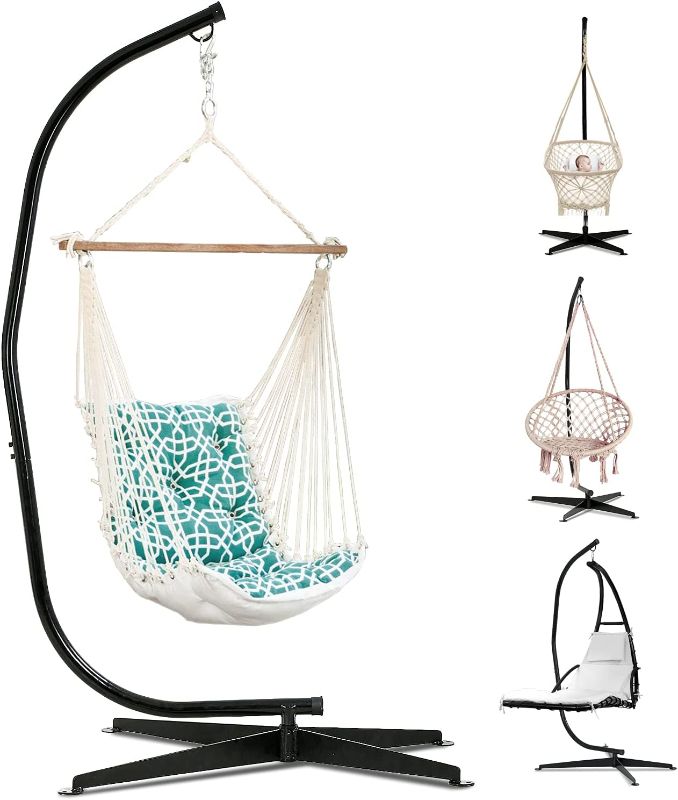 Photo 1 of  Hammock Chair Stand, C Stand Hanging Stand Weather Resistant Steel Frame 360 Degree Rotation **Just frame**