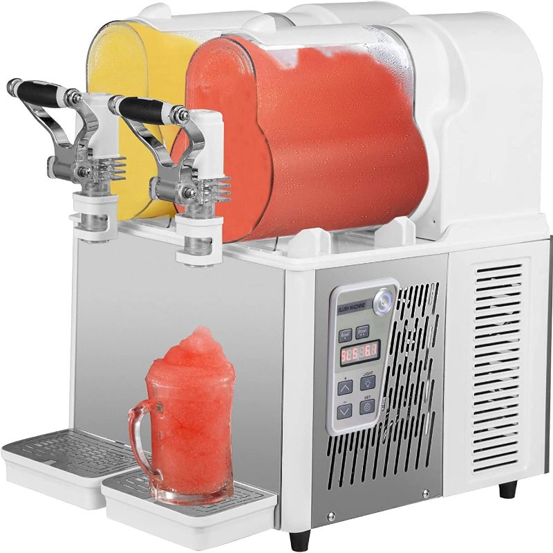 Photo 1 of ***DAMAGED***MISSING PARTS**DOESNT POWER ON** VEVOR Slushy Machine, 3L x 2 Daiquiri Machine Commercial, Single Bowl Frozen Drink Slush Machine, White Commercial Slushie Machine, 340W Frozen Slush...
