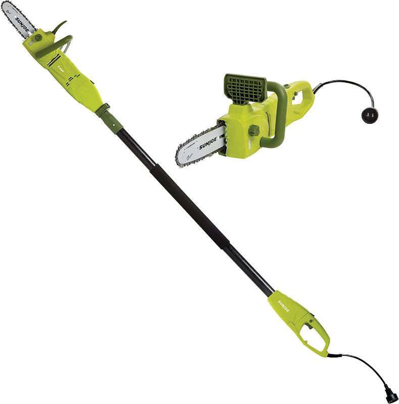 Photo 1 of **MISSING PARTS** Sun Joe SWJ806E 8-Inch 8.0 Amp 2-in-1 Convertible Pole Chain Saw, Green
