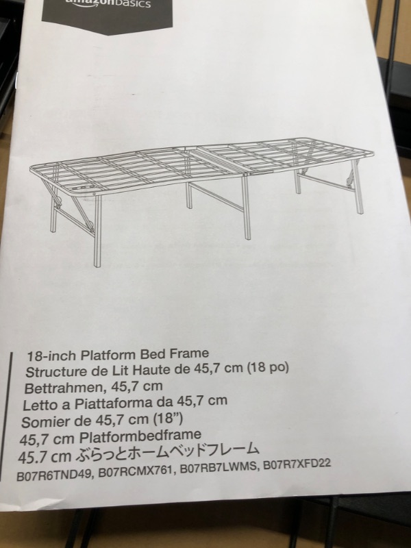 Photo 2 of Amazon Basics Foldable Metal Platform Bed Frame with Tool Free Setup, 18 Inches High, Twin, Black