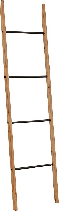 Photo 1 of Amazon Brand – Rivet Contemporary Fir Decorative Blanket Ladder with Iron Rungs - 71.65" Height, Black and Natural Wood