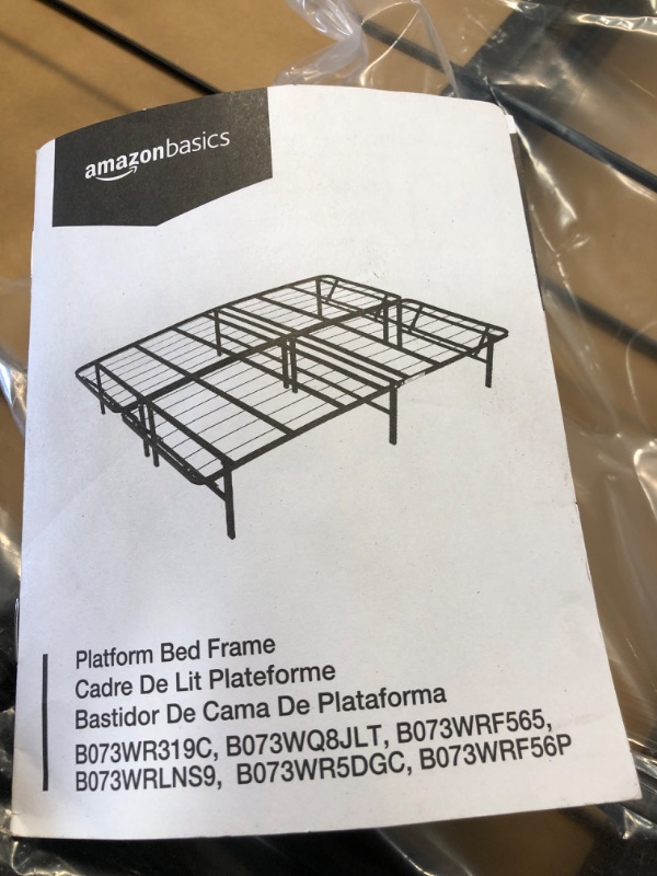 Photo 2 of Amazon Basics Foldable, 14" Black Metal Platform Bed Frame with Tool-Free Assembly, No Box Spring Needed - King