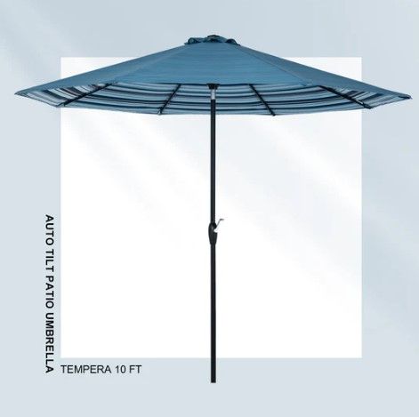 Photo 1 of Tempera 10Ft Auto Tilt Flora Patio Umbrella Dual Blue
