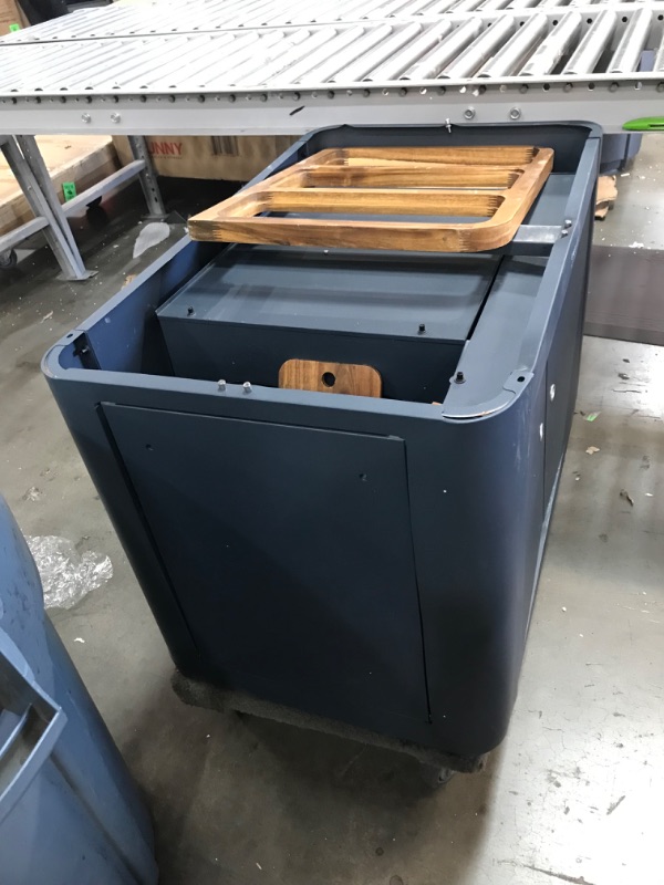 Photo 4 of *DAMAGED* Everdure Mobile Prep Kitchen, 40-Inch Indoor/Outdoor Kitchen Island, Rolling Cart with Lockable Wheels, Equipped with Built-in Cutting Board and Serving Trays, Graphite
