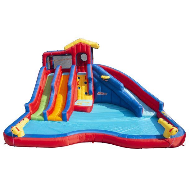Photo 1 of **MISSING HOSE KIT AND DAMAGE**

Banzai Hydro Blast Water Park, Length: 16 ft, Width: 16 ft, Height: 10 ft, Inflatable Outdoor Backyard Water Slide Splash Toy
