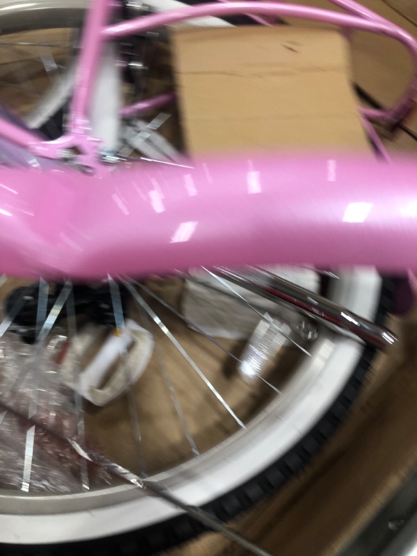 Photo 2 of \Schwinn Perla Women's Cruiser Bicycle, Featuring 18-Inch Step-Through Steel Frame and 7-Speed Drivetrain with Front and Rear Fenders, Rear Rack, and 26-Inch Wheels, Pink