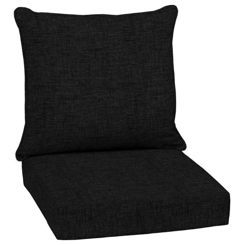 Photo 1 of ARDEN SELECTIONS 24 in. X 24 in. 2-Piece Deep Seating Outdoor Lounge Chair Cushion in Black Leala
