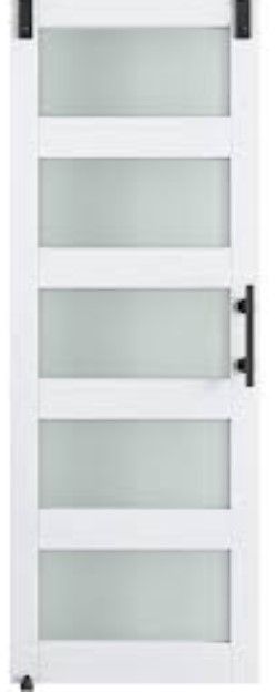 Photo 1 of  30in x 84in 5-Panel Glass Barn Door with 5ft Sliding Door Hardware Kit & Handle,