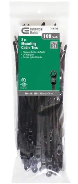 Photo 1 of 3 OF- 8 in. UV Mounting Tie, Black (100-Pack)
