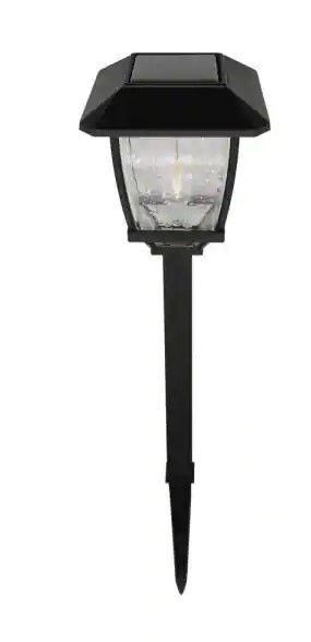Photo 1 of 14 OF- Solar Black LED Path Light 14 Lumens with Seedy Glass Lens and Vintage Bulb
