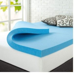 Photo 1 of  3 Inch Green Tea Cooling Gel Memory Foam Mattress Topper - Blue, QUEEN 