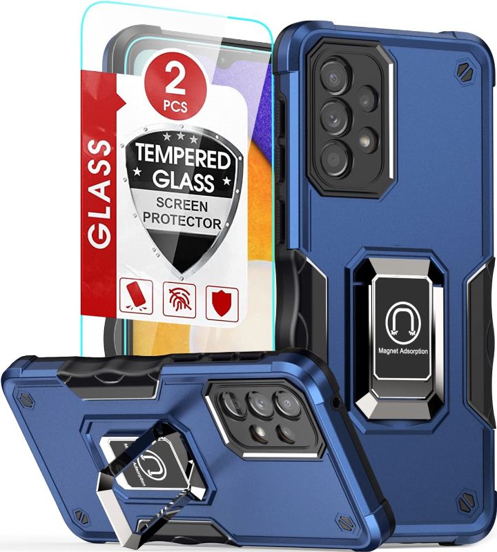 Photo 1 of *2 cases*
Amytor Samsung Galaxy A33 5G Case, A33 5G Phone Case with [2 Pack] Tempered Glass Screen Protector, [Military-Grade] Defender Case with Ring Holder Kickstand for Samsung A33 5G (Blue)
