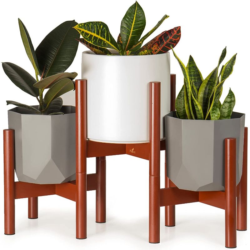 Photo 1 of **planters sold seperately**
PLASNT 3 Tier Plant Stand Indoor Multiple , Mid Century Modern Plant Stand, 3 tier Bamboo Plant Pot Stand, 18 Inch Tall, Fits 7 8 9 10 Inch Pots - Brown
