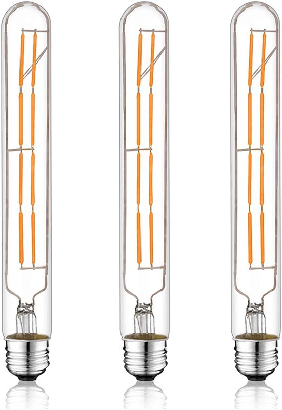 Photo 1 of 3 ct 8W T10 Dimmable Tubular LED Filament Bulbs, Lustaled 8.9in(225mm) Long Tube