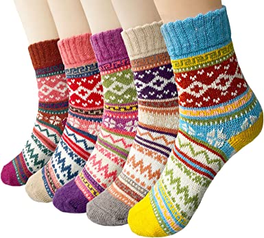 Photo 1 of 2ct  Justay 5 Pairs Winter Womens Wool Socks 