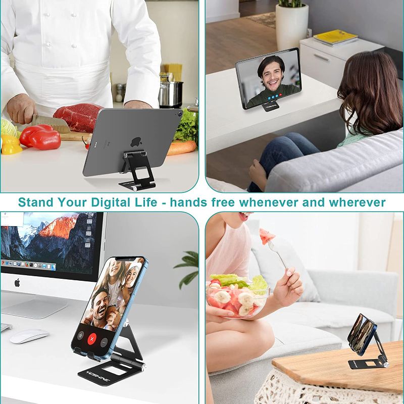 Photo 1 of 2 Universal Phone Holder for Desk, Portable iPhone Stand, Sturdy Aluminum Stands Holder Cradle...