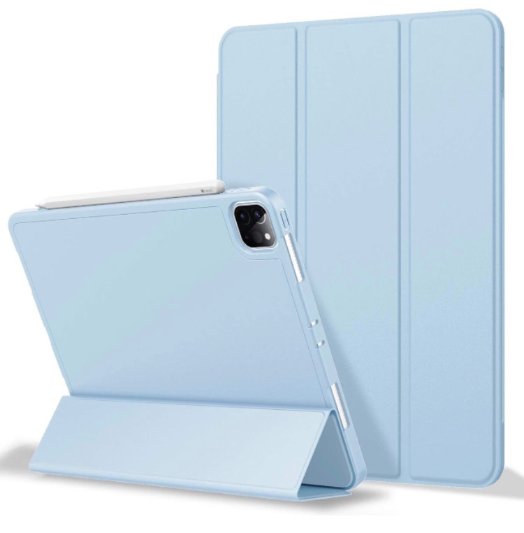 Photo 1 of ZryXal iPad Pro 12.9 Case 2020 with Pencil Holder (4th Generation), Premium Protective Case Cover with Soft TPU Back and Auto Sleep/Wake Feature for 2020/2018 iPad Pro 12.9 (Sky Blue)